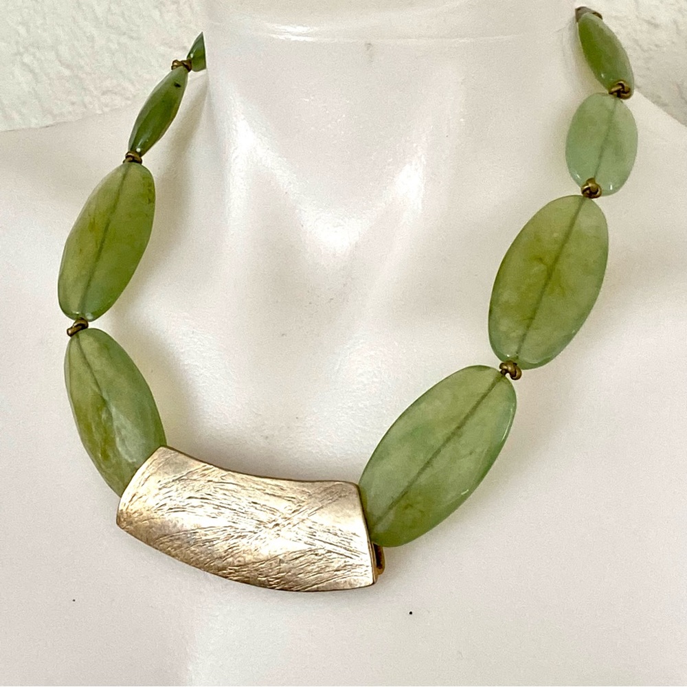 Chicos Green Copper Colored Statement Necklace - image 3